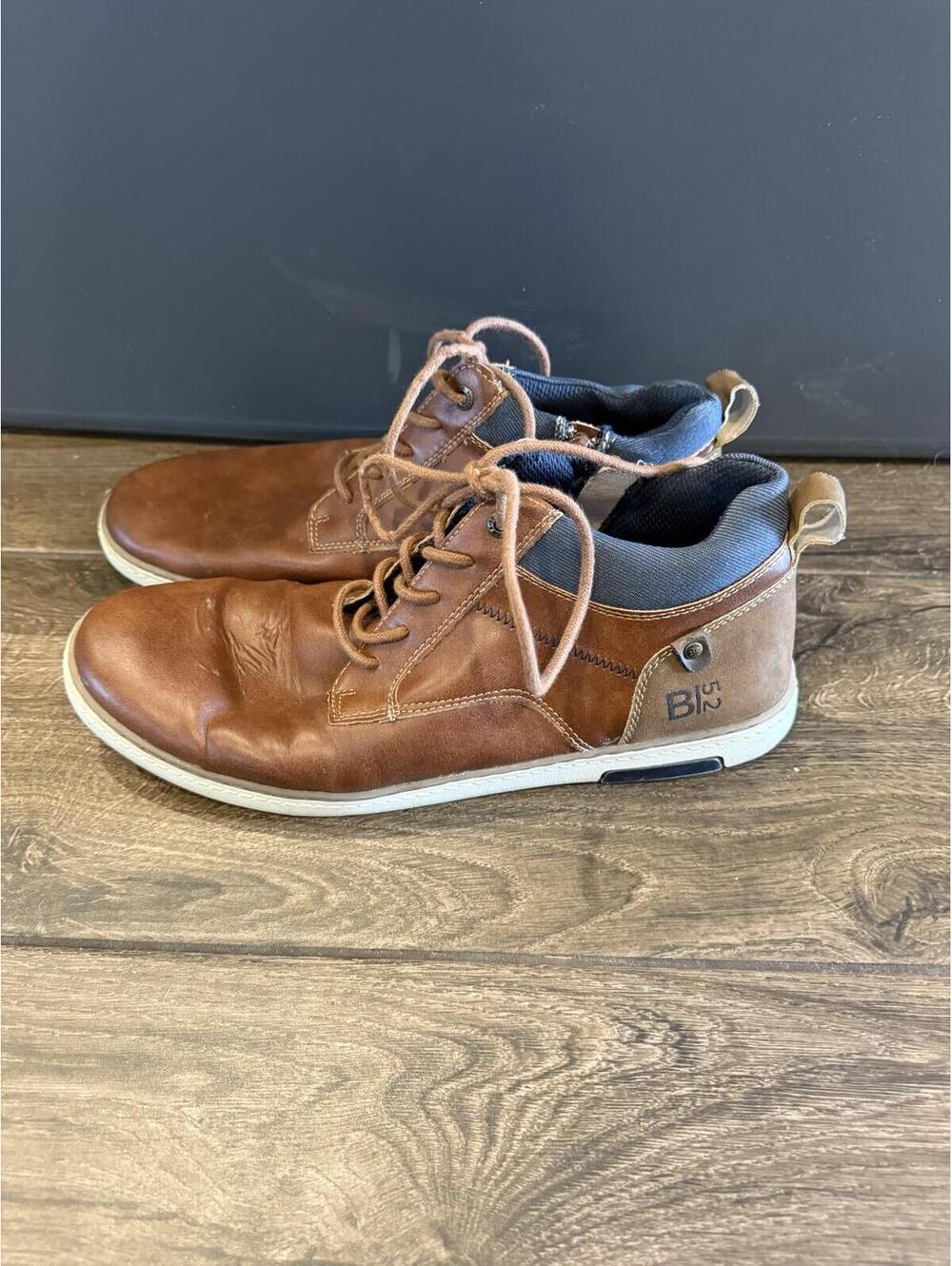 BOSS Brown Leather Casual Shoes with Lace-Up